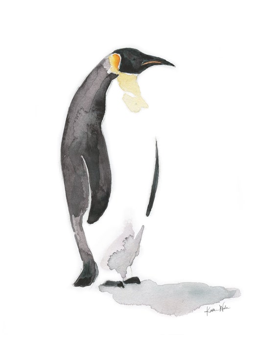 ペンギンの水彩画 - 水彩画 - 海の生き物の絵画 - Etsy 日本