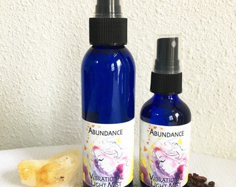 ABUNDANCE Vibrational Light Mist ~ Self-Esteem, Confidence, with various Essential Oils, Crystals of Citrine, Red Garnet, Amazonite Infused