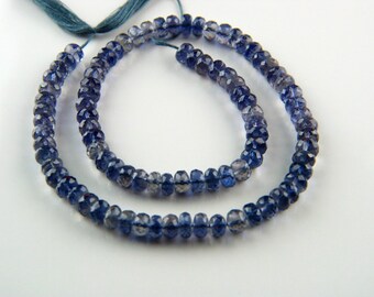 Iolite Smooth Rondelles 5 Huge Ink Blue Water Sapphire Semi Precious Gemstone Beads