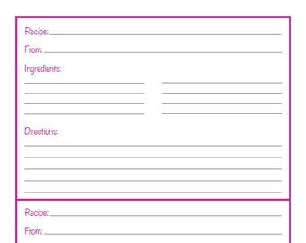 Printable Recipe Binder Pages | Instant PDF Download