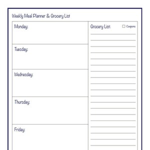 Weekly Meal Planner and Grocery List Printable | Instant PDF Digital Download | Simply Designed | Type in Text Before Printing