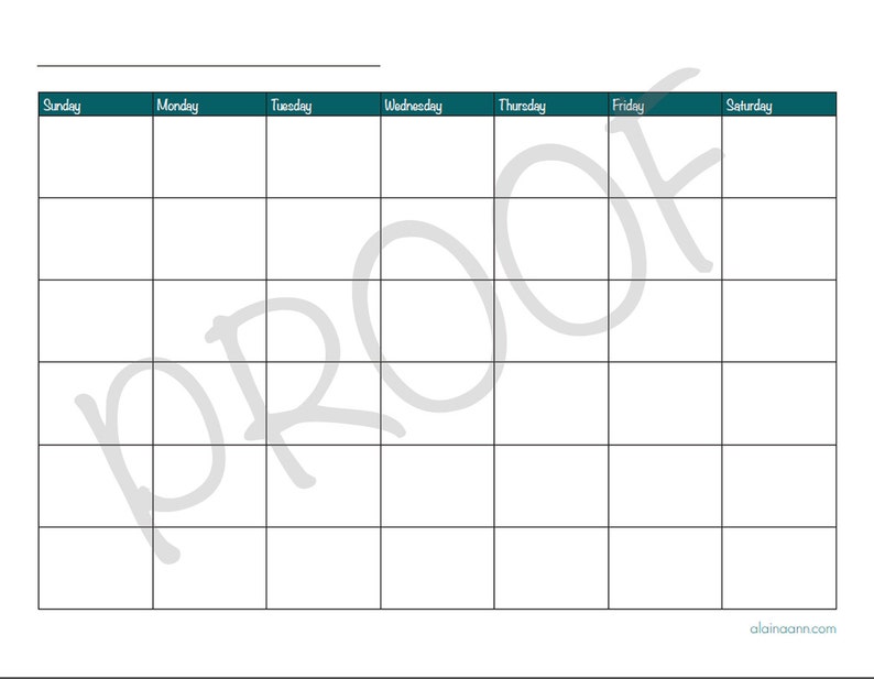 Reusable Monthly Calendar Printable Etsy