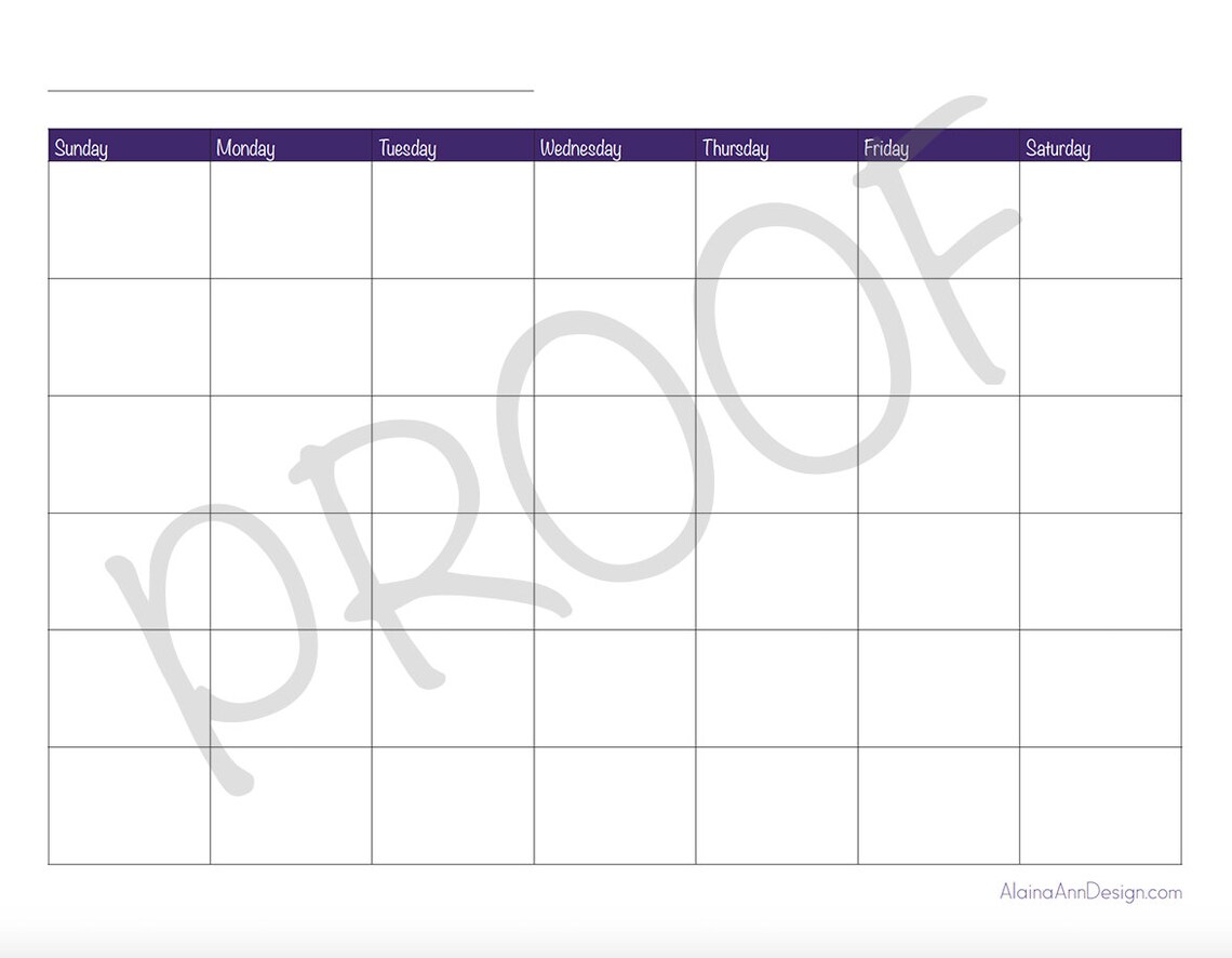 Reusable Monthly Calendar Printable Etsy