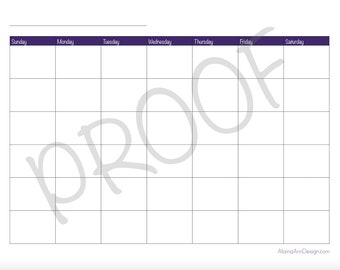 Monthly Calendar Printable | Instant PDF Digital Download | Simply Designed