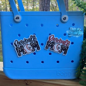 Baseball BOGG bag Charm, Baseball mom, Flush mount button charm, Charm that goes in BOGG bag holes, Flush mount Button charm, Cheetah MOM
