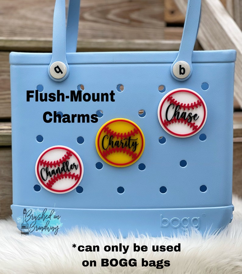 Baseball BOGG bag Charm, Softball BOGG bag Charm, Flush mount button charms, Charm that goes in BOGG bag holes, Softball mom, Baseball Mom zdjęcie 4