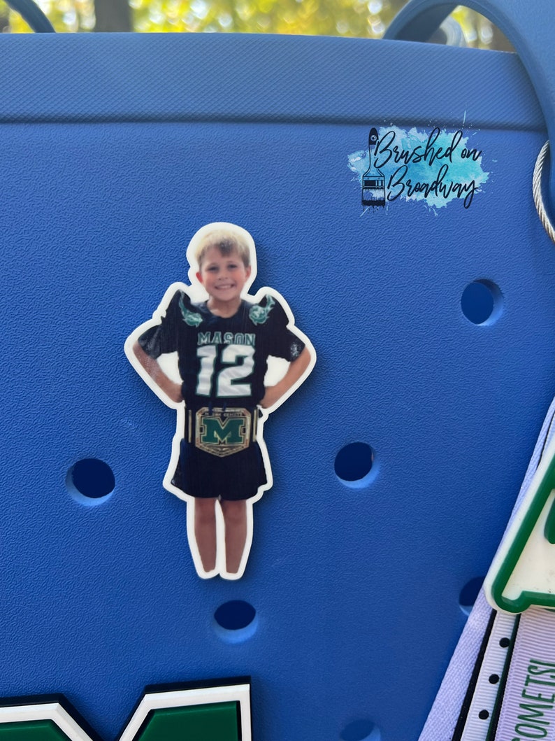 Photo BOGG bag Button Charm, Custom Photo Cut-Out Charm, Pop in BOGG bag Charm, BOGG bag Bits, Sports mom, Any Photo made into charm image 2