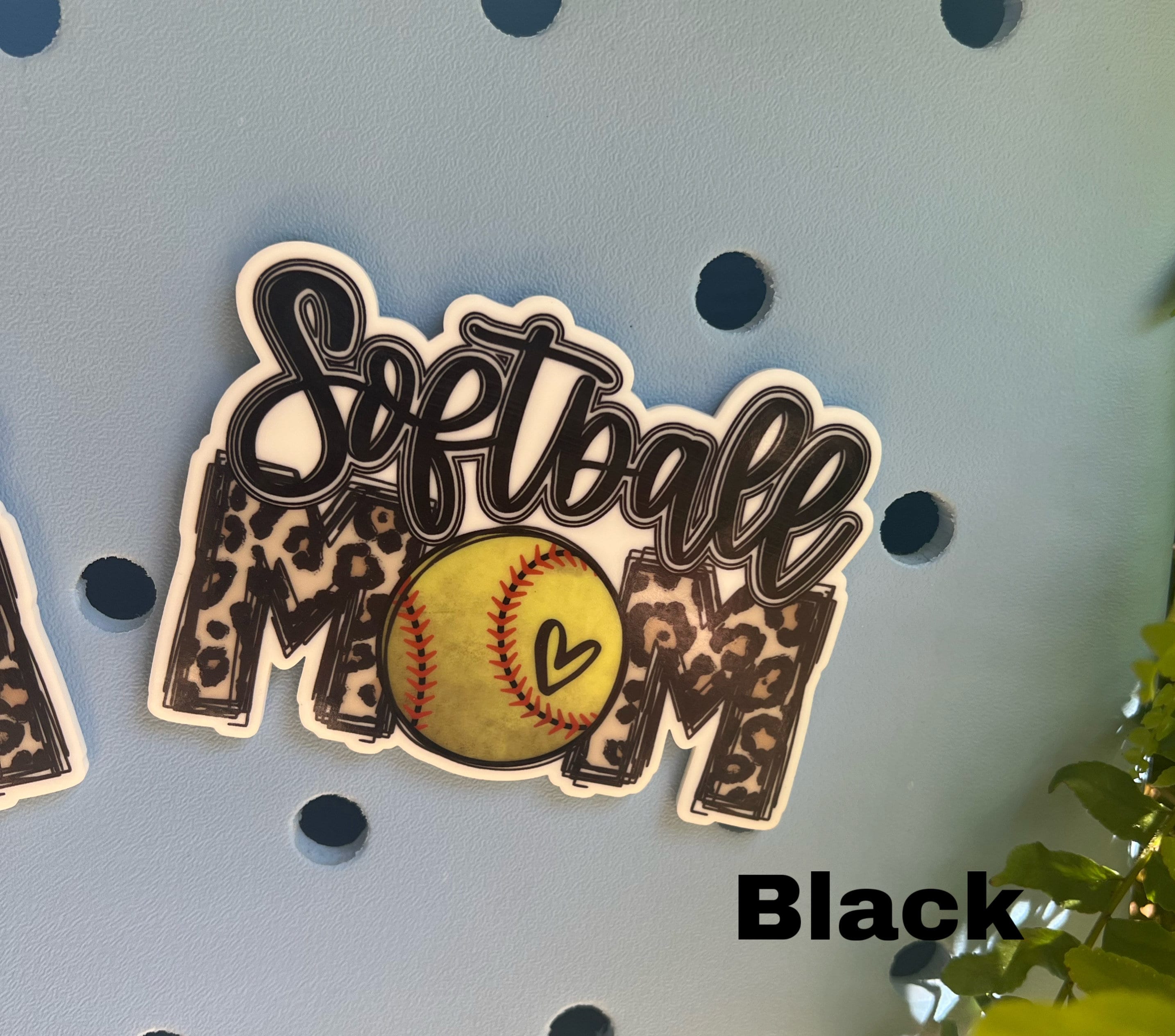 Softball BOGG Bag Bit/Charm, Cheetah Softball Mom, Flush Mount Button Charm, Charm That Goes in BOGG Bag Holes, Softball Accessories