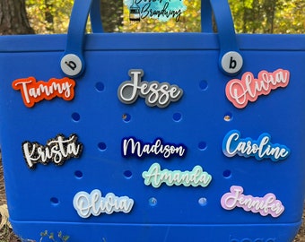 Custom Name BOGG bag charm, Name BOGG bag button bit, Pop in name Charm, Personalized name Bogg bag accessories, 3D name charm