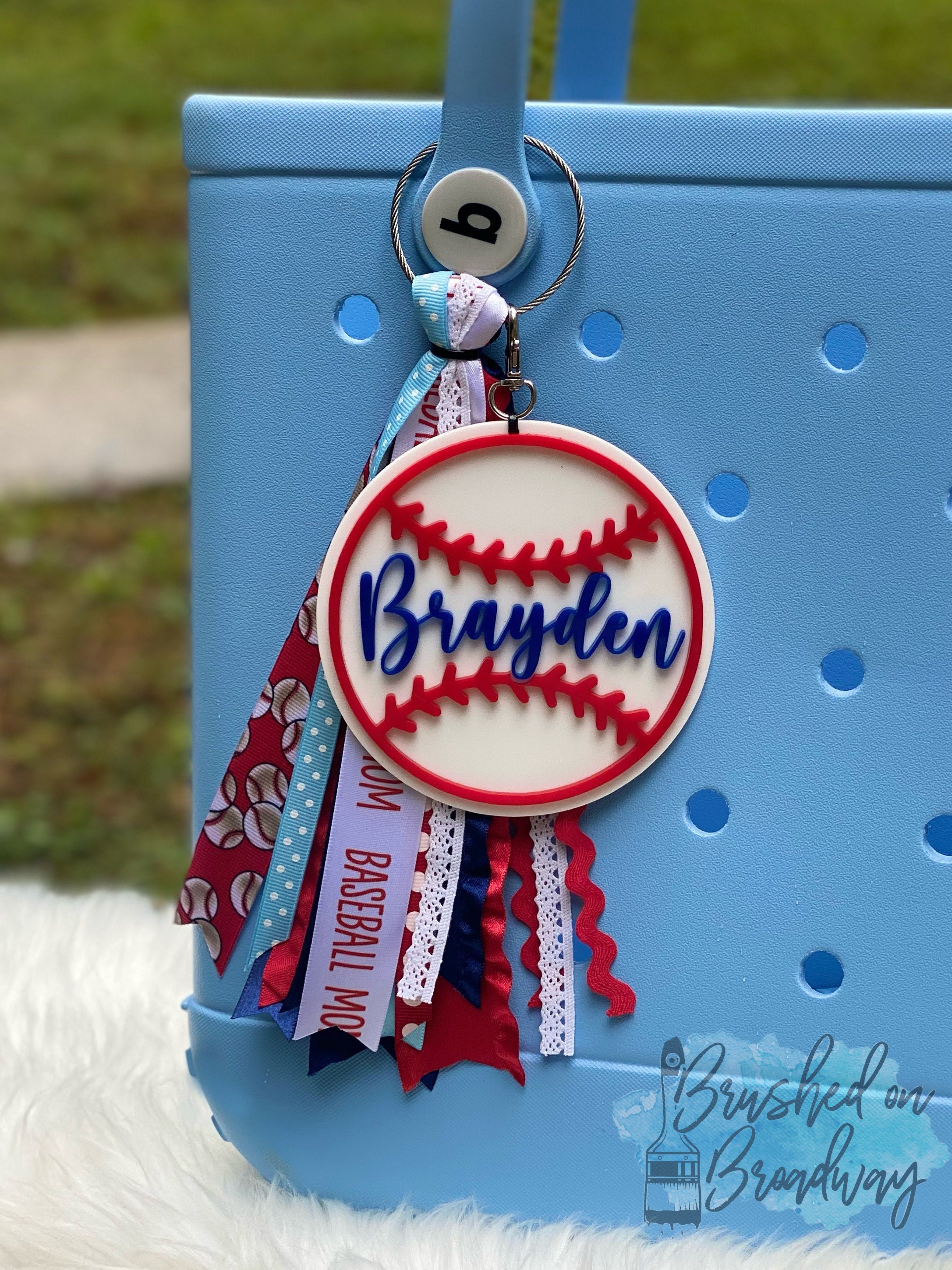 Custom school colors Baseball BOGG at tag, BOGG bag charm, Baseball M…