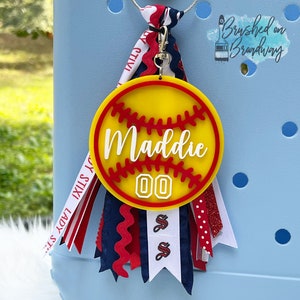 Custom School Colors Softball BOGG bag tag, BOGG bag charm, Softball mom accessories, Personalized Softball bag tag, Sports bag tag/charm