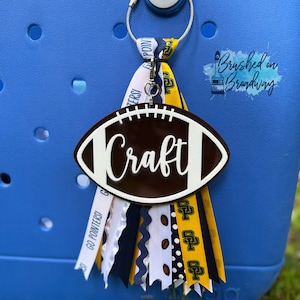 Custom school colors football BOGG bag tag, BOGG bag charm, Football mom accessories, simply southern bag charm, personalized bag tag
