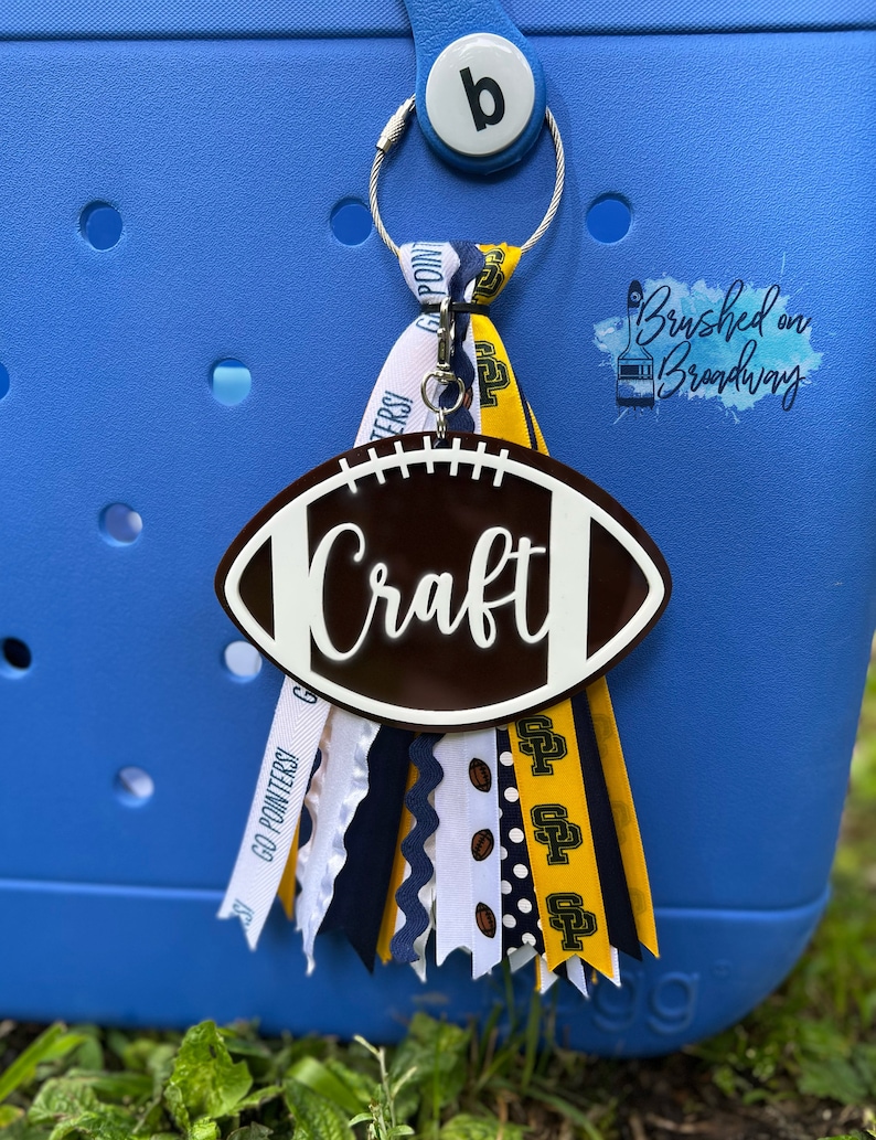 Custom school colors football BOGG bag tag, BOGG bag charm, Football mom accessories, simply southern bag charm, personalized bag tag 