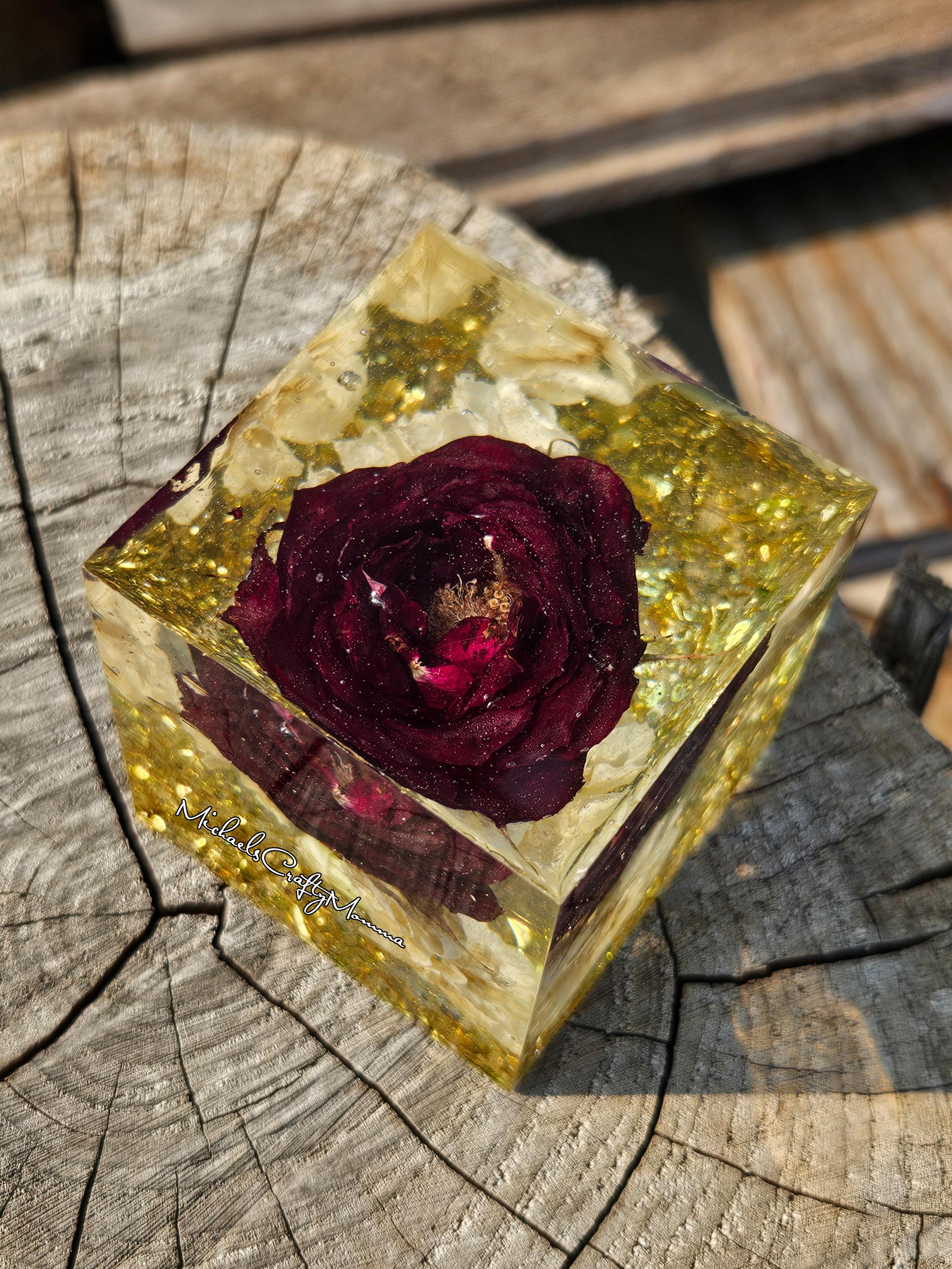 Red Rose and Carnation Cube Made With Real Flowers. Set in Resin - Etsy