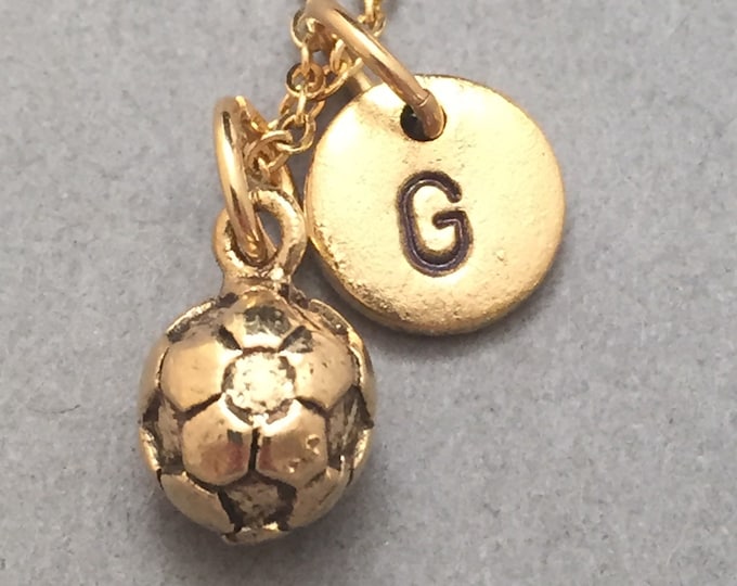 Soccer necklace, soccer charm, sports necklace, personalized necklace, initial charm, monogram, sports charm, soccer ball necklace