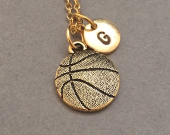 Basketball necklace, basketball charm, sports necklace, personalized necklace, initial necklace, monogram