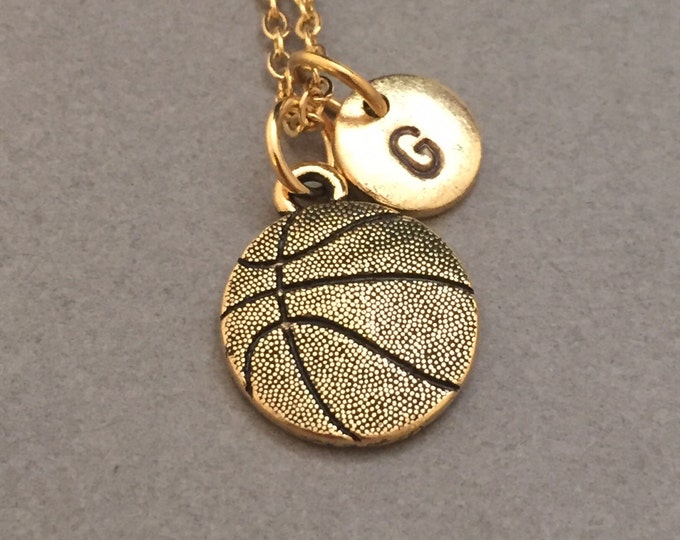Basketball necklace, basketball charm, sports necklace, personalized necklace, initial necklace, monogram