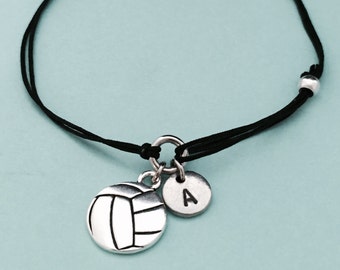 Volleyball cord bracelet, volleyball charm bracelet, adjustable bracelet, charm bracelet, personalized bracelet, initial, monogram