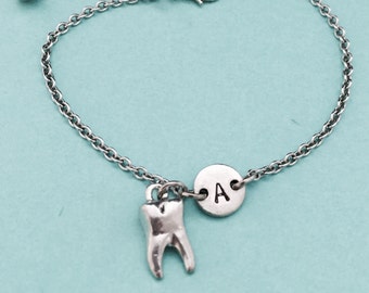 Tooth charm bracelet, tooth charm, adjustable bracelet, teeth, personalized bracelet, initial bracelet, monogram