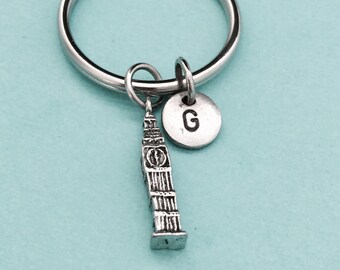 Big Ben keychain, Big Ben charm, clock keychain, personalized keychain, initial keychain, initial charm, customized, monogram