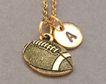 Football necklace, football charm, sports necklace, personalized necklace, initial necklace, monogram