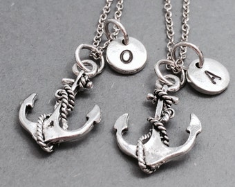 Best friend necklace, anchor necklace, sister necklace, anchor charm jewelry, bff necklace, personalized necklace, friends necklace
