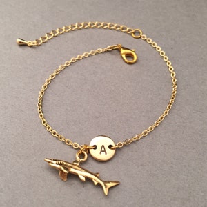Shark charm bracelet, shark charm, adjustable bracelet, animal, personalized bracelet, initial bracelet, monogram
