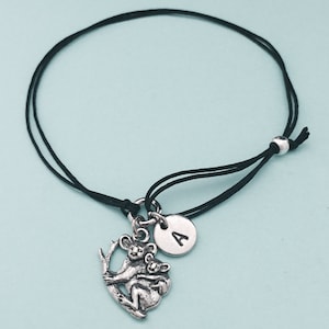 Koala bear cord bracelet, koala bear charm bracelet, adjustable bracelet, charm bracelet, initial, monogram