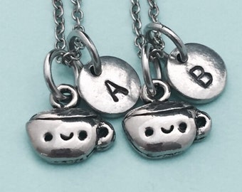 Bester Freund-Halskette, Kaffee Tasse Halskette, Kaffee-Kette, Bff Halskette, Schwester, Freundschaft Schmuck, personalisierte, initial, Monogramm