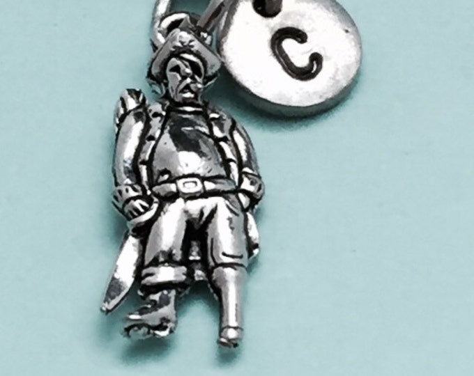 Pirate necklace, pirate charm, person, personalized necklace, initial necklace, initial charm, monogram