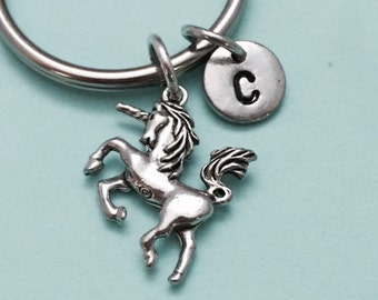 Unicorn keychain, unicorn charm, animal keychain, animal charm, personalized keychain, initial keychain, customized, monogram