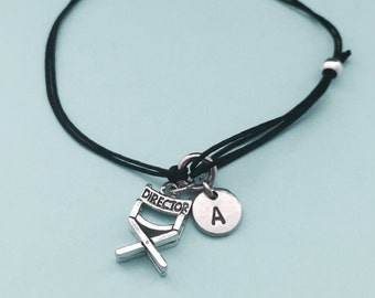 Directors chair cord bracelet, directors chair charm bracelet, adjustable bracelet, charm bracelet, personalized bracelet, initial, monogram