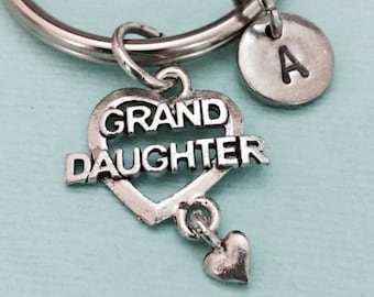 Granddaughter keychain, granddaughter charm, family keychain, personalized keychain, initial keychain, customized, monogram