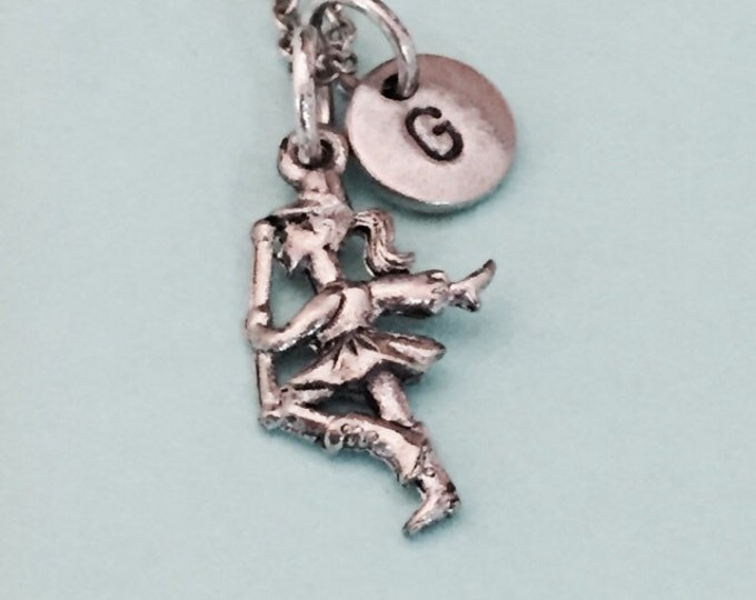 Baton twirler necklace, baton twirler charm, baton twirling, personalized necklace, initial necklace, initial charm, monogram
