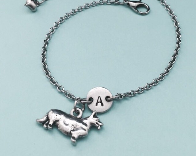 Corgi charm bracelet, corgi charm, adjustable bracelet, dog, personalized bracelet, initial bracelet, monogram
