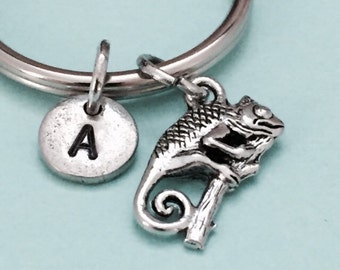 Lizard keychain, lizard charm, animal keychain, personalized keychain, initial keychain, customized, monogram