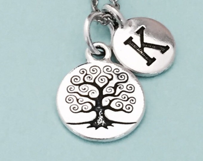 Tree of life necklace, tree of life charm, family tree necklace, personalized necklace, initial necklace, initial charm, monogram