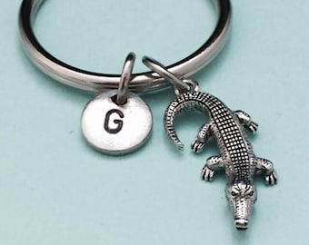 Alligatornyckelring, alligatorberlock, djurnyckelring, personlig nyckelring, initialnyckelring, initialberlock, anpassad nyckelring, monogram