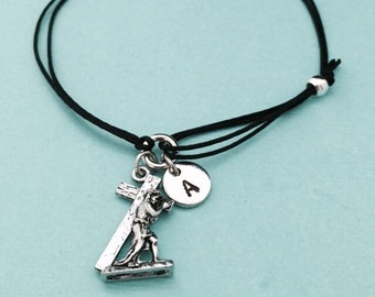 Jesus carrying the cross cord bracelet, Jesus carrying the cross charm bracelet, adjustable, charm bracelet, personalized, initial, monogram