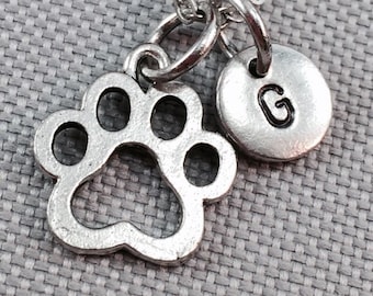 Paw collana stampa, zampa, collana, collana stampa zampa animale, animale collana, Collana personalizzato, collana iniziale