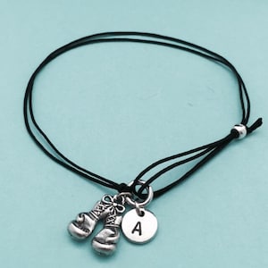 Boxing gloves cord bracelet, boxing gloves charm bracelet, adjustable bracelet, charm bracelet, personalized, initial, monogram