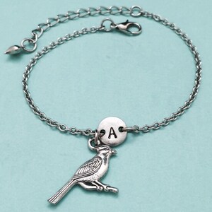 Cardinal charm bracelet, cardinal charm, adjustable bracelet, animal, personalized bracelet, initial bracelet, monogram