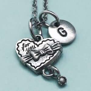 Box of chocolates necklace, box of chocolates charm, candy necklace, personalized necklace, initial necklace, monogram, Valentines Day
