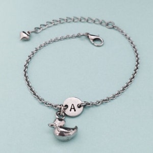 Rubber ducky charm bracelet, rubber ducky charm, adjustable bracelet, animal, personalized bracelet, initial bracelet, monogram