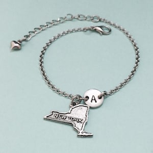 New York charm bracelet, New York charm, adjustable bracelet, state, personalized bracelet, initial bracelet, monogram