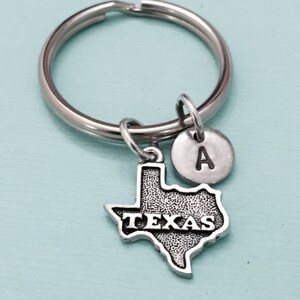 Texas keychain, Texas charm, state keychain, personalized keychain, initial keychain, initial charm, customized keychain, monogram