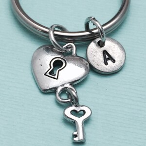Key to my heart keychain, key to my heart charm, love keychain, personalized keychain, initial keychain, initial charm, customized, monogram