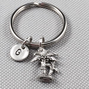 Palm tree keychain, tree keychain, beach keychain, palm tree charm, personalize keychain, initial keychain, beach charm, ocean