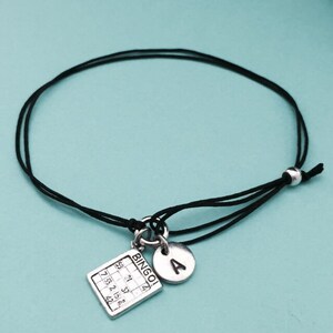Pulsera de cordón de bingo, bingo encanto pulsera, pulsera ajustable, pulsera, inicial, monograma de pulsera personalizada,