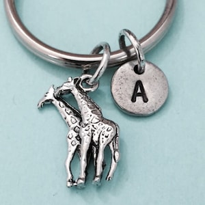 Giraffe-Schlüsselanhänger, Giraffe Charme, Tier Schlüsselanhänger, personalisierte Schlüsselanhänger, anfängliche Schlüsselbund, ursprünglichen Charme, angepasst, Monogramm